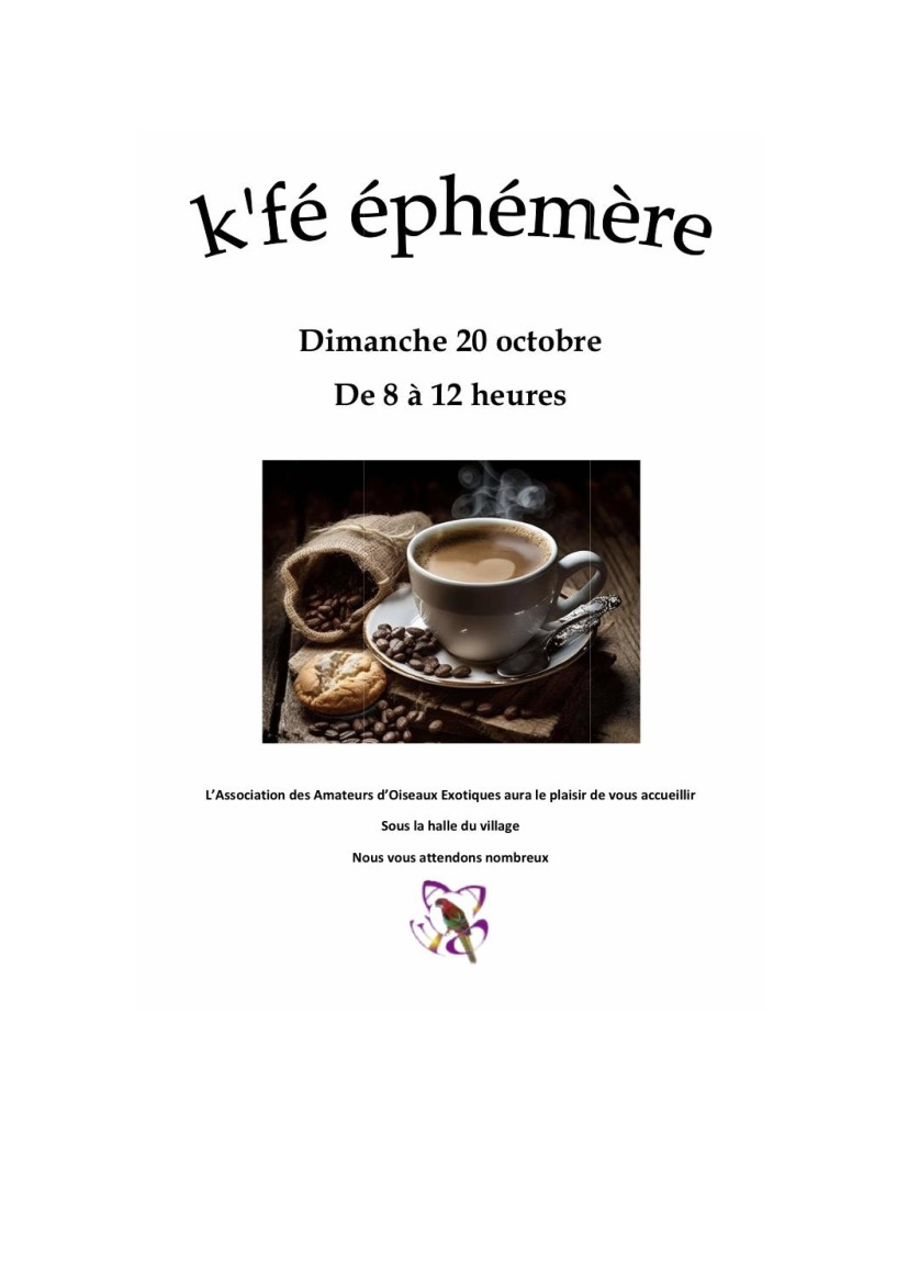 KFÉ ÉPHÉMÈRE, le dimanche 20 octobre