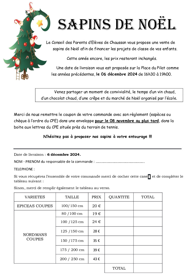 CPE - VENTE DE SAPINS DE NOEL