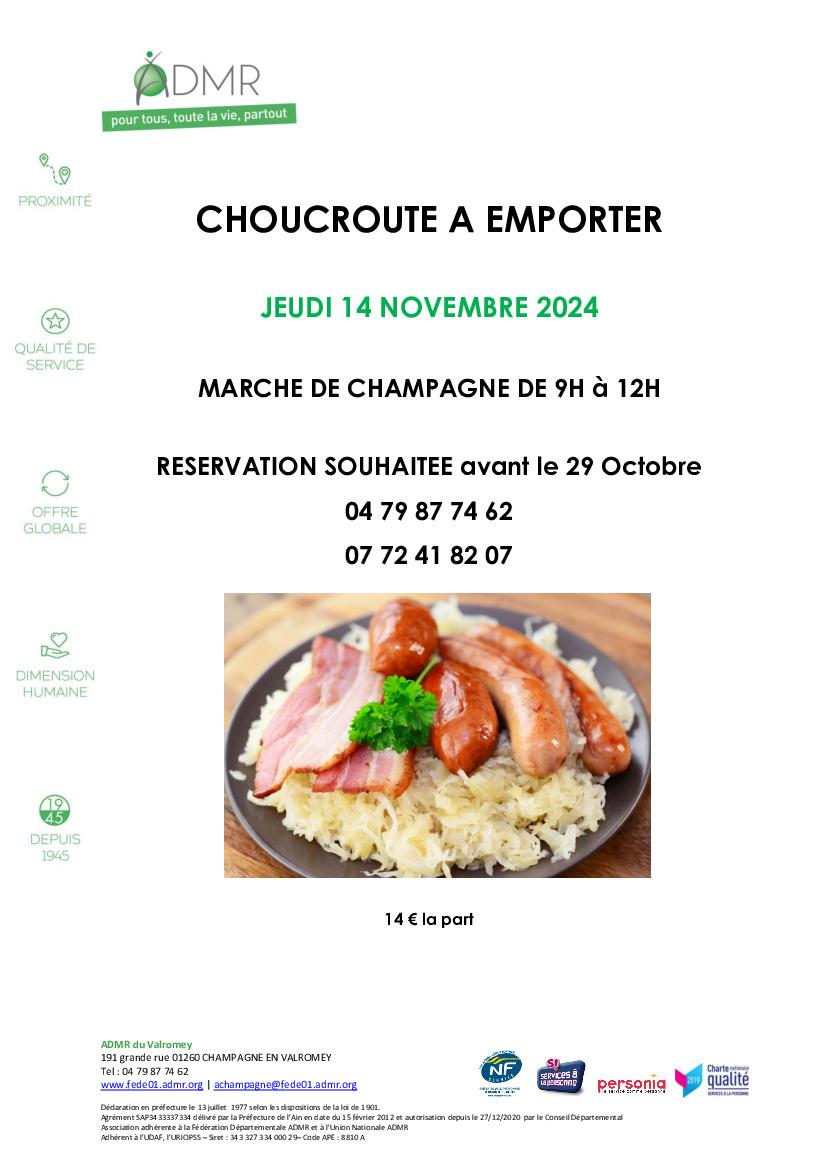 Choucroute à emporter - ADMR