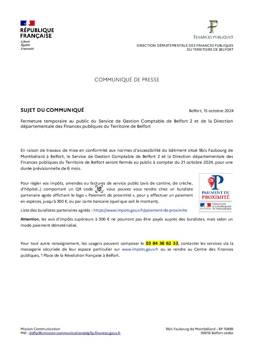 communiqué de presse DDFIP