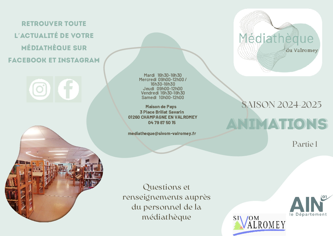 Programme animations Médiathèque du Valromey