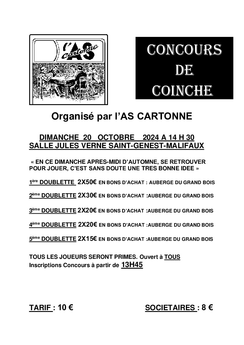 Concours de coinche AS CARTONNE