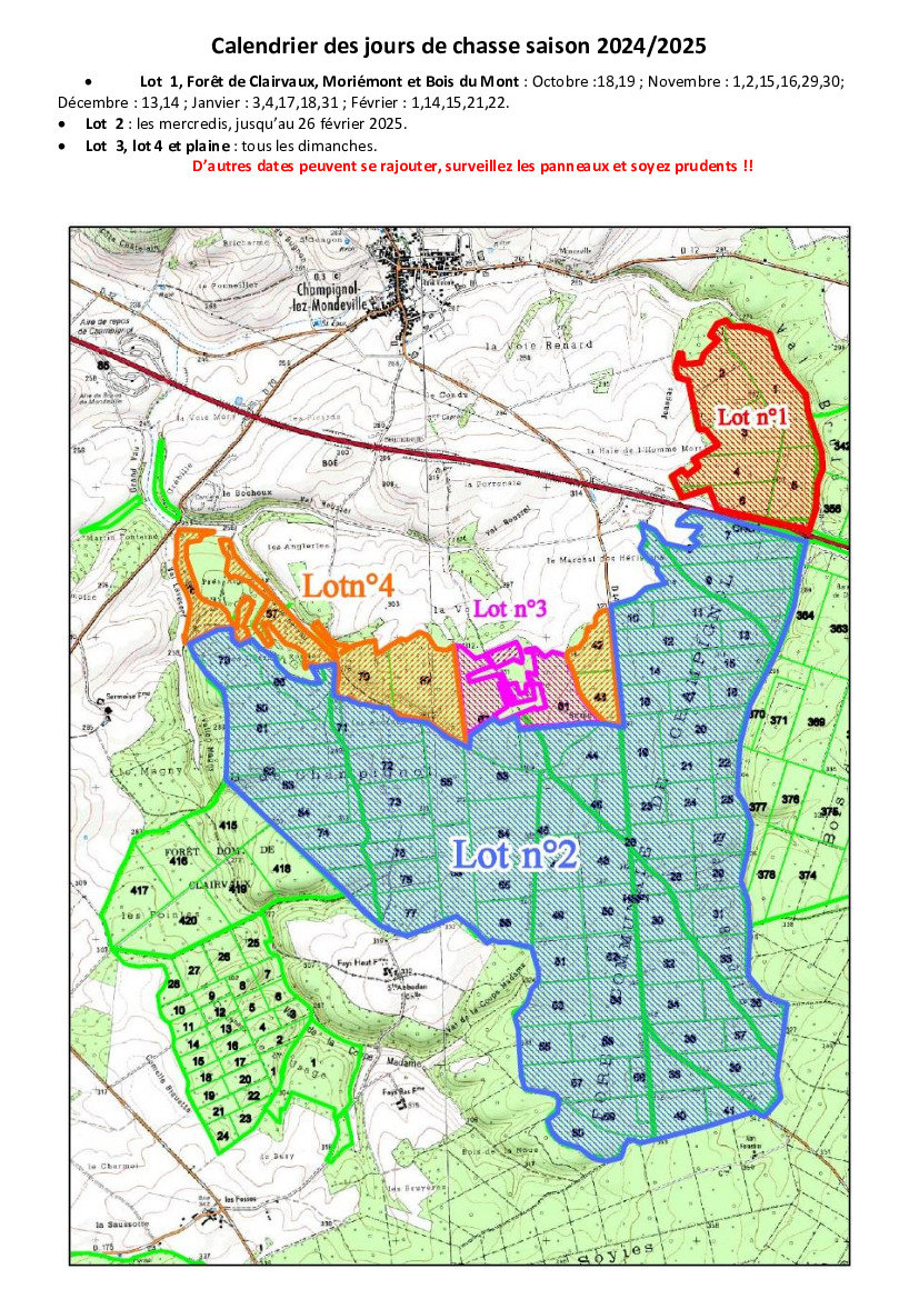 Calendrier de chasse 2024/2025