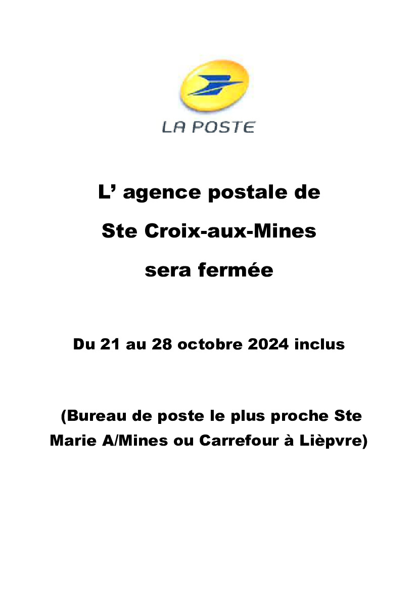 Fermeture de l'agence postale