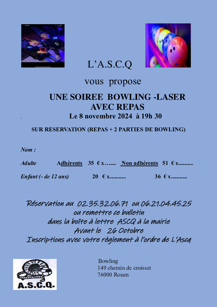 ASCQ - soirée bowling le 8 novembre