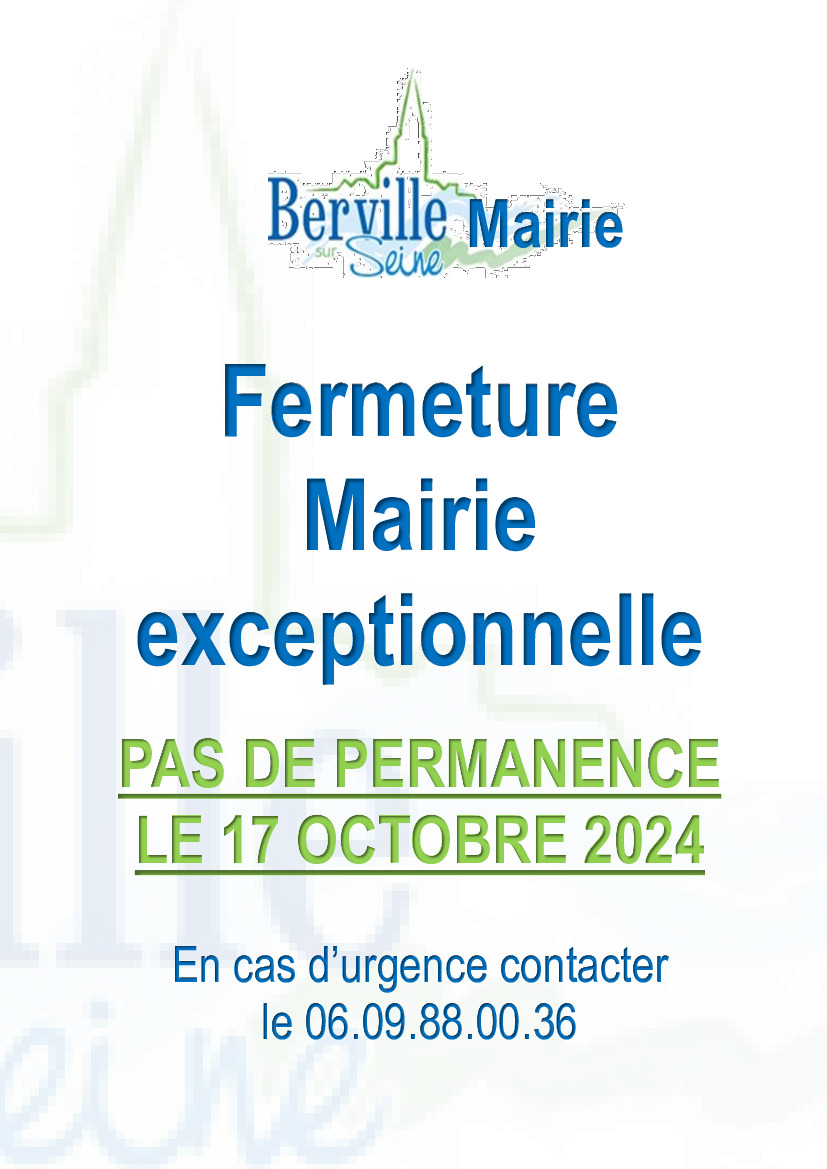 Pas de permanence mairie le 17 octobre 2024