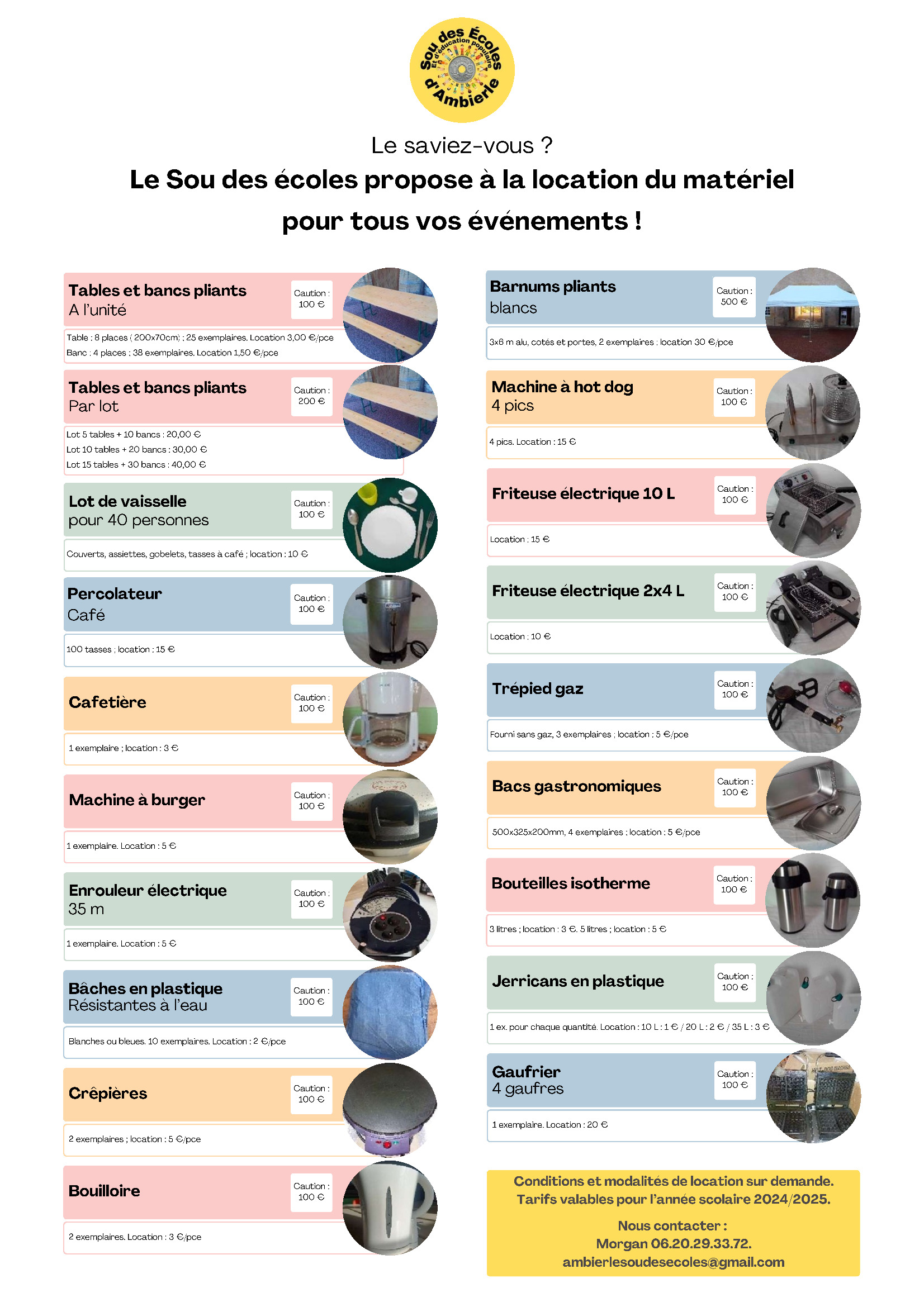 Location Matériel Sou des écoles