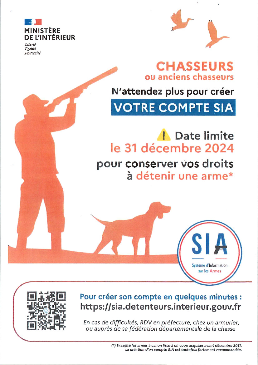 Chasseurs : compte SIA