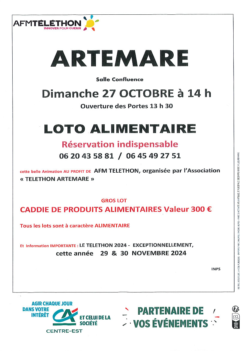 LOTO ALIMENTAIRE 27/10 ARTEMARE