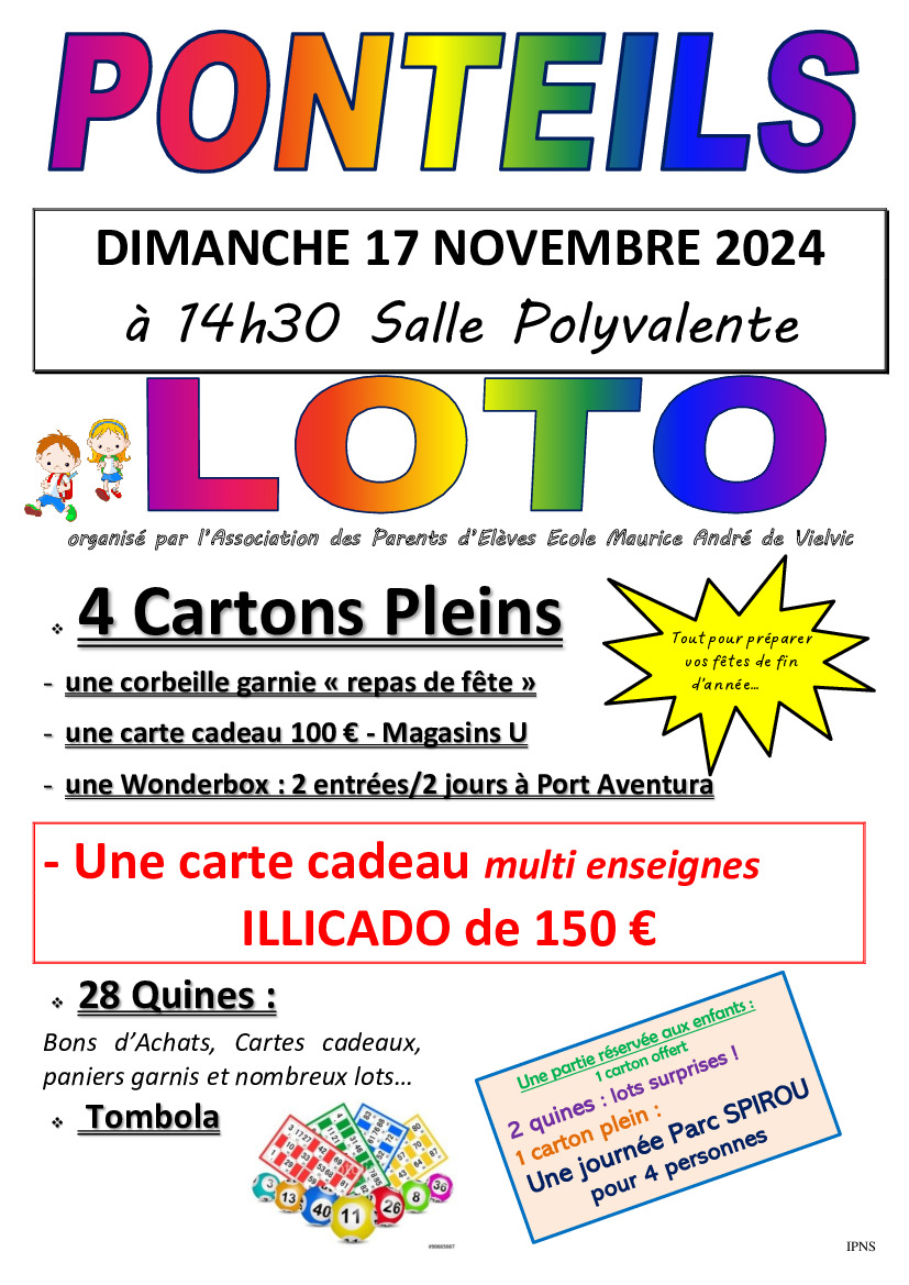 INFO - APE ECOLE DE VIELVIC - loto 17 novembre