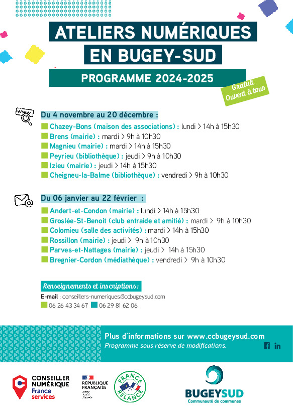 Planning ateliers numériques