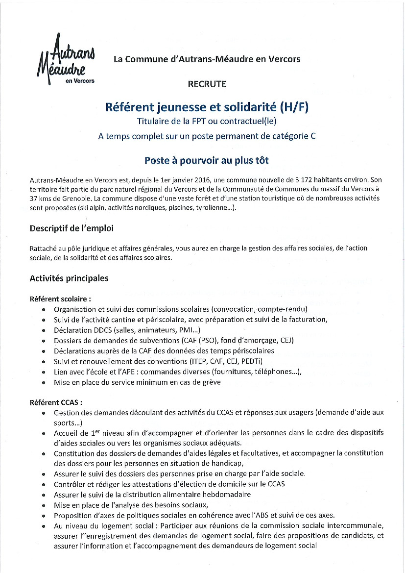 OFFRE D'EMPLOI