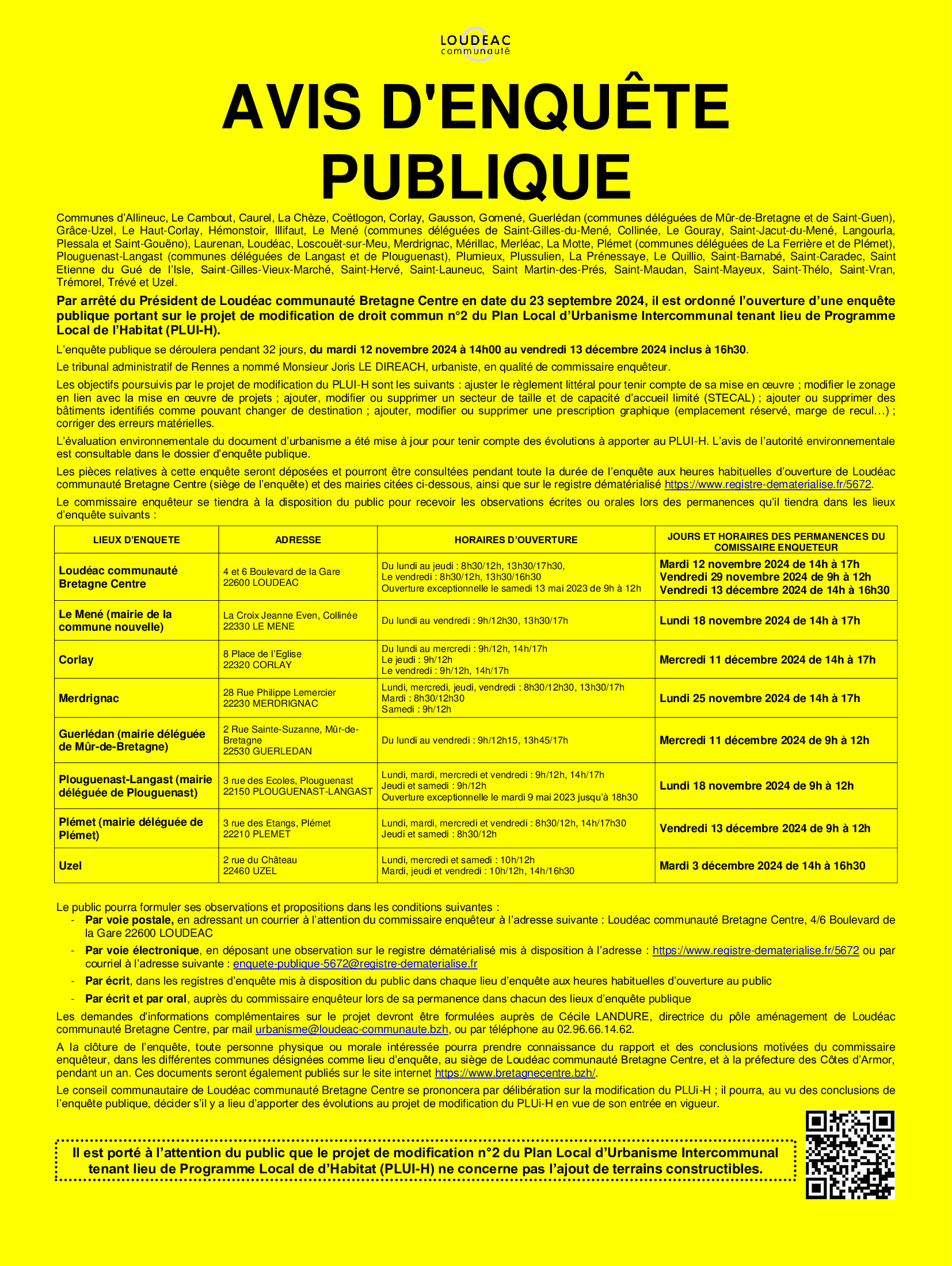 Enquête publique modification du PLUI-H