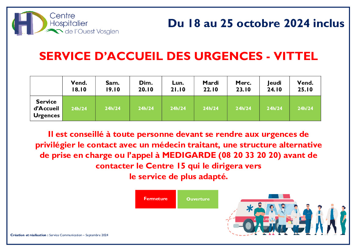 Ouverture des urgences de Vittel du 18 au 25 octobre