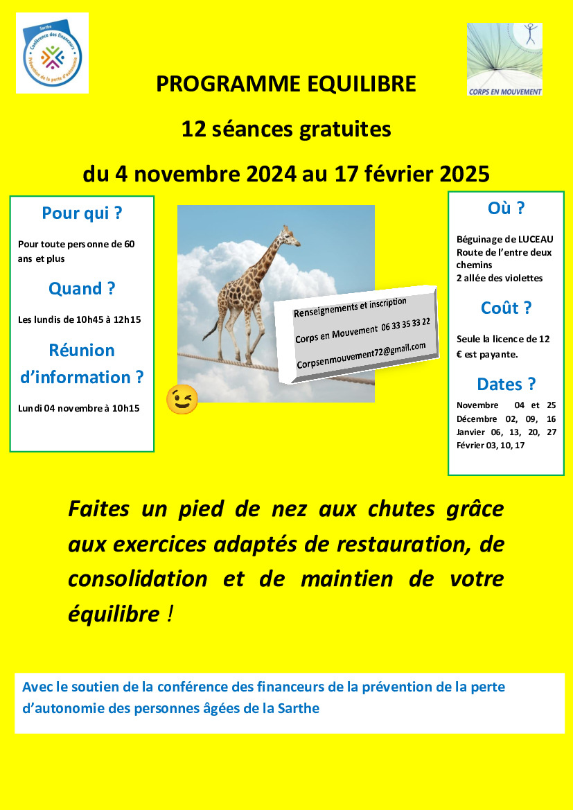 PROGRAMME EQUILIBRE POUR LES PLUS DE 60 ANS