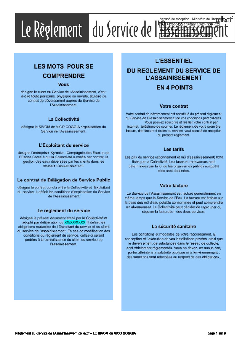 INFORMATION SERVICE D'ASSAINISSEMENT