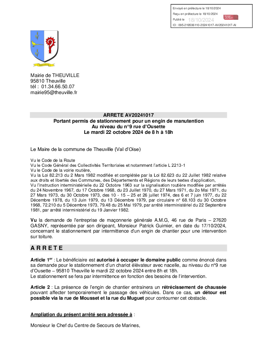 ARRETE AV20241017 - Permis de stationnement