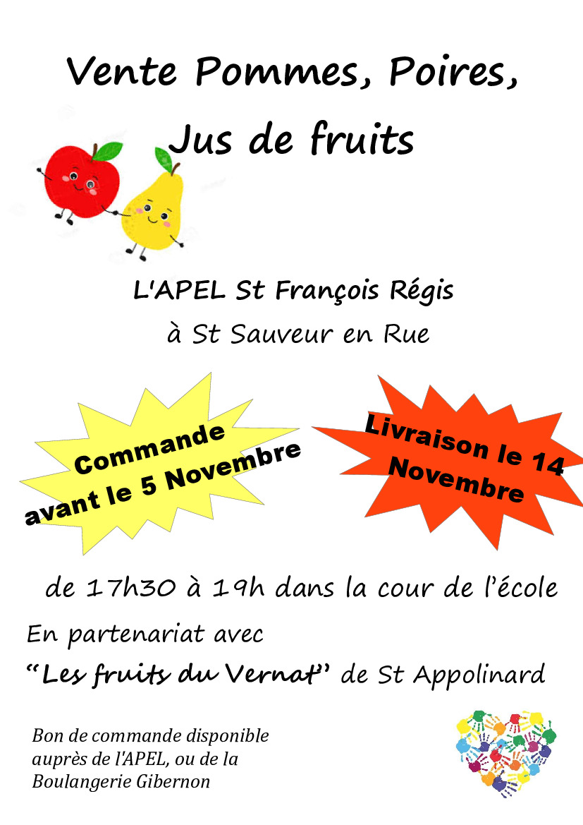 VENTES DE POMMES, POIRES, ET JUS DE FRUITS