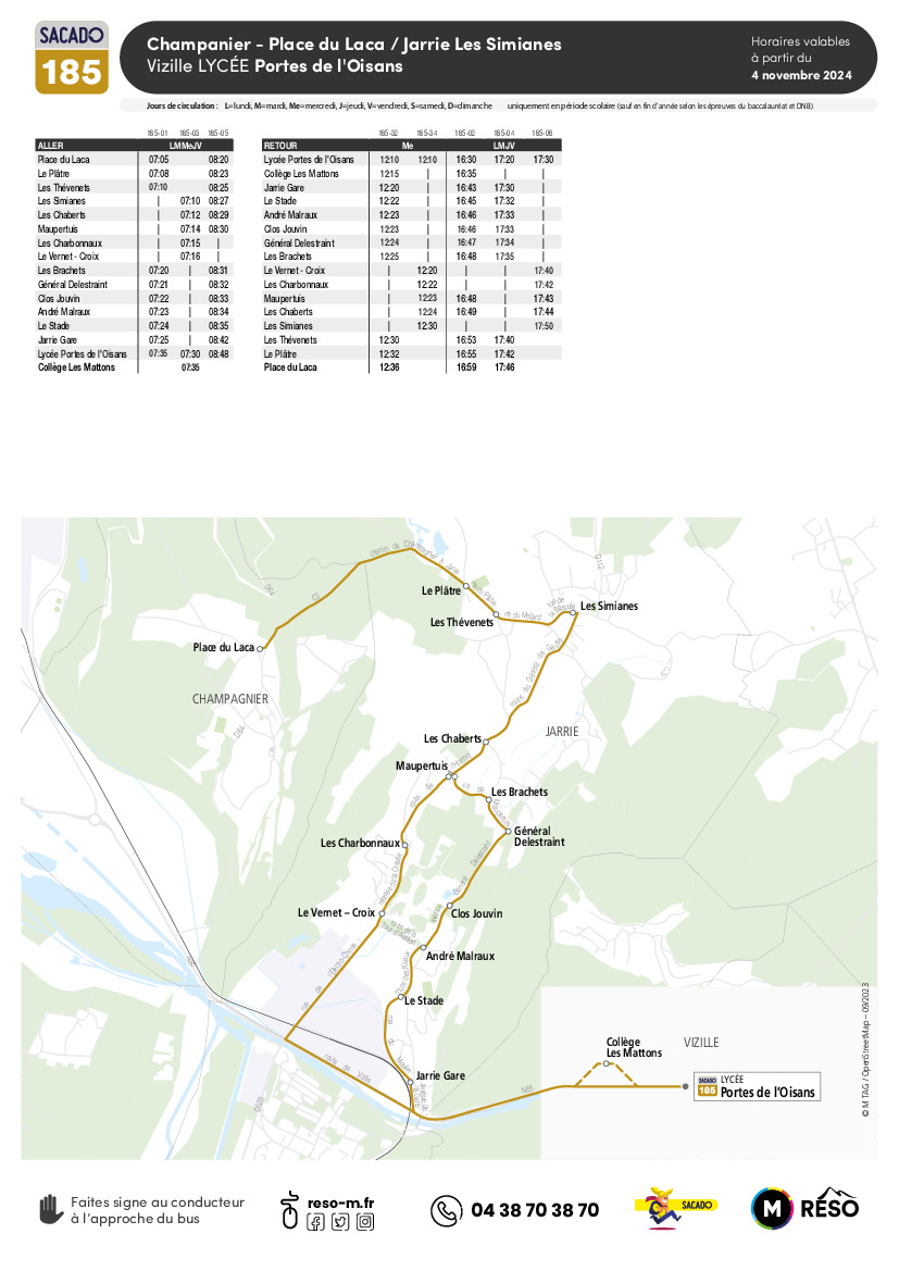 Modification de la ligne Sacado 185 à partir du 4 novembre