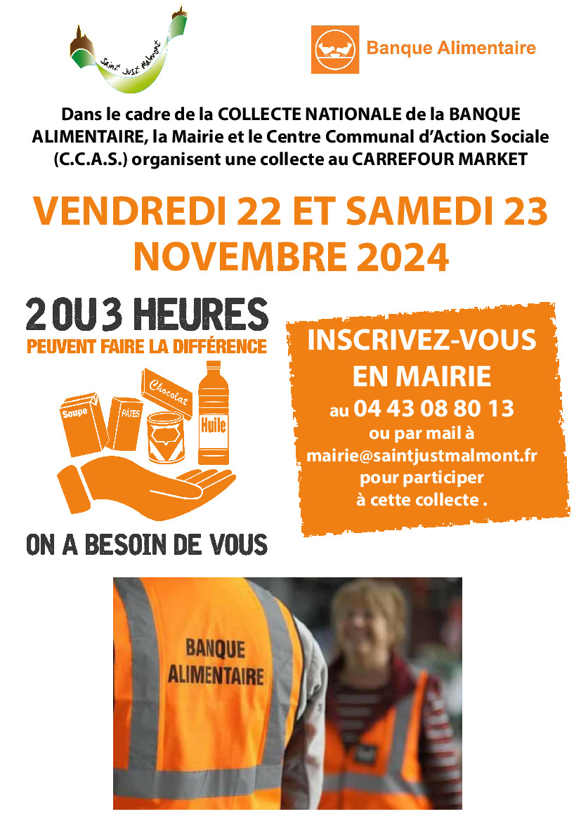 Recherche bénévoles pour collecte banque alimentaire