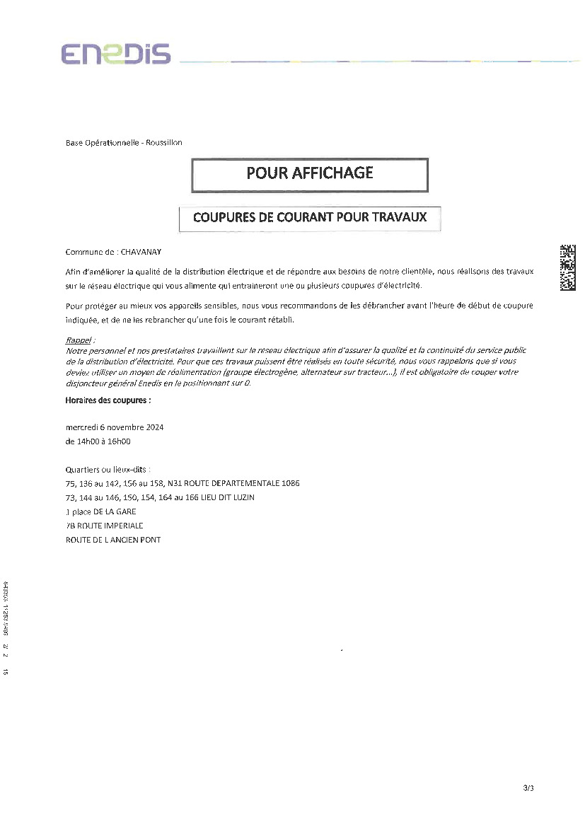 COUPURE DE COURANT -RD1086 LUZIN