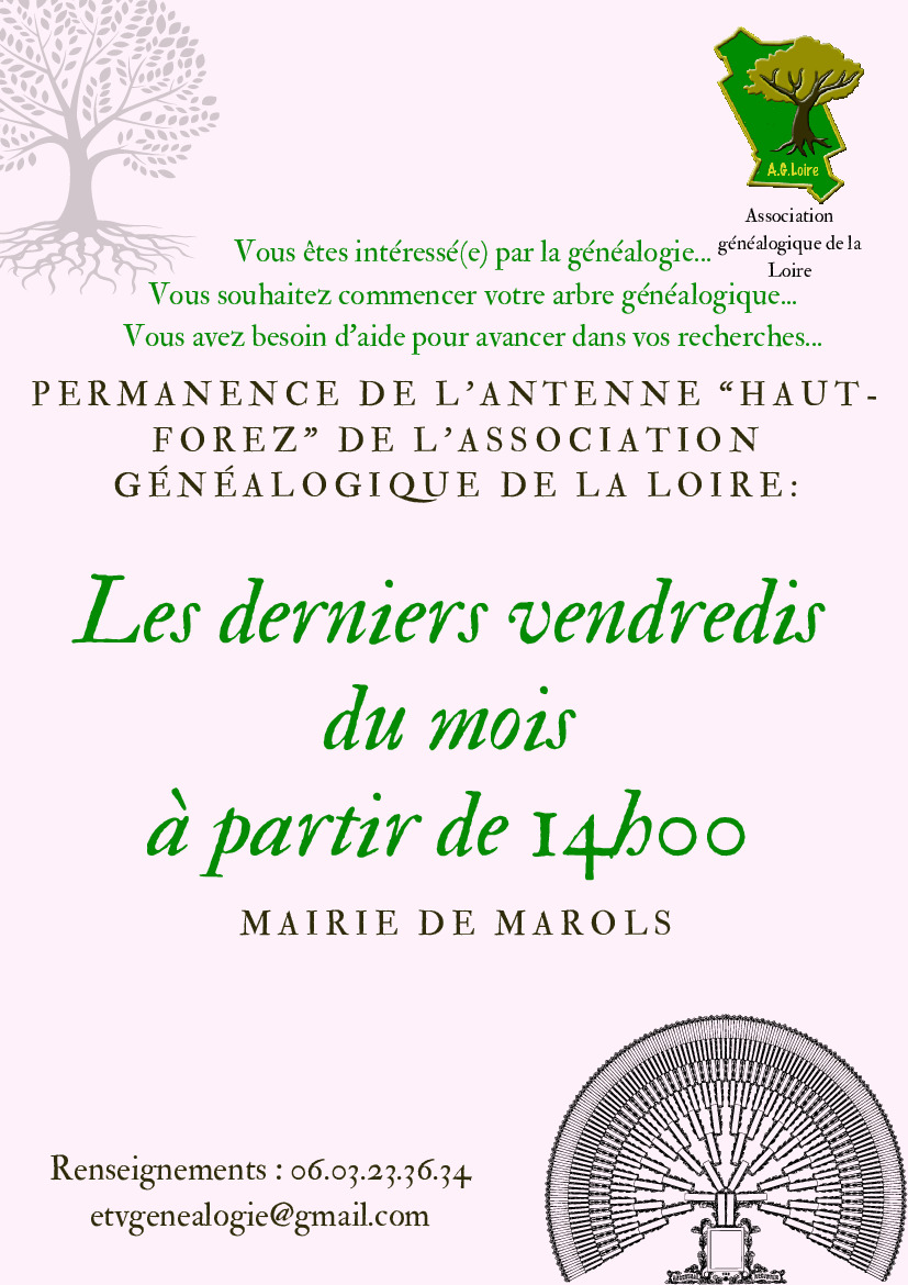 Permanences de l'Association Généalogique à Marols