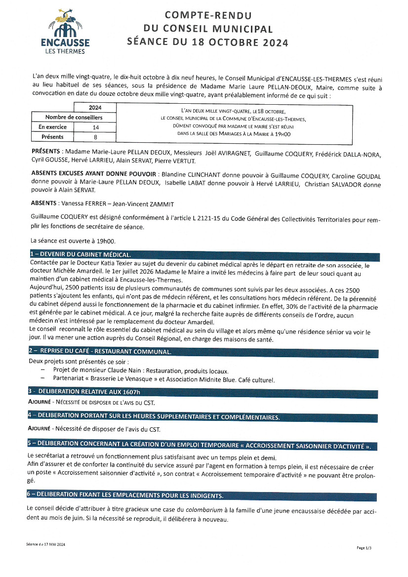 COMPTE-RENDU CONSEIL MUNICIPAL