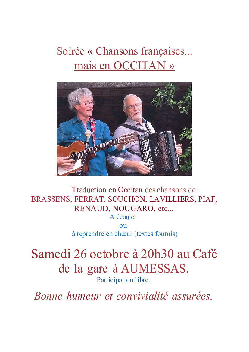 Soirée chansons françaises en occitan