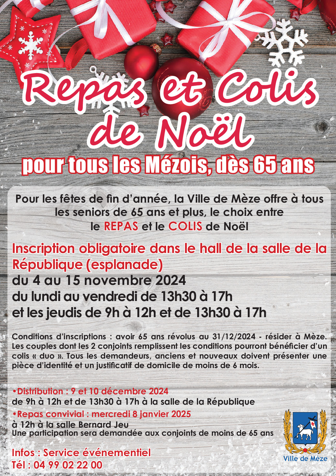 Repas et Colis de Noël pour les seniors : inscriptions