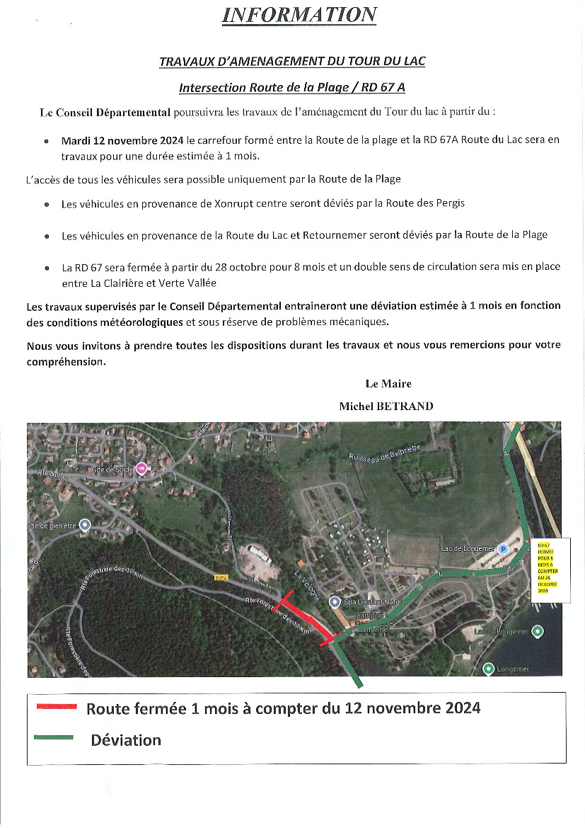 Travaux d'aménagement du tour du lac : route du lac/RD67a