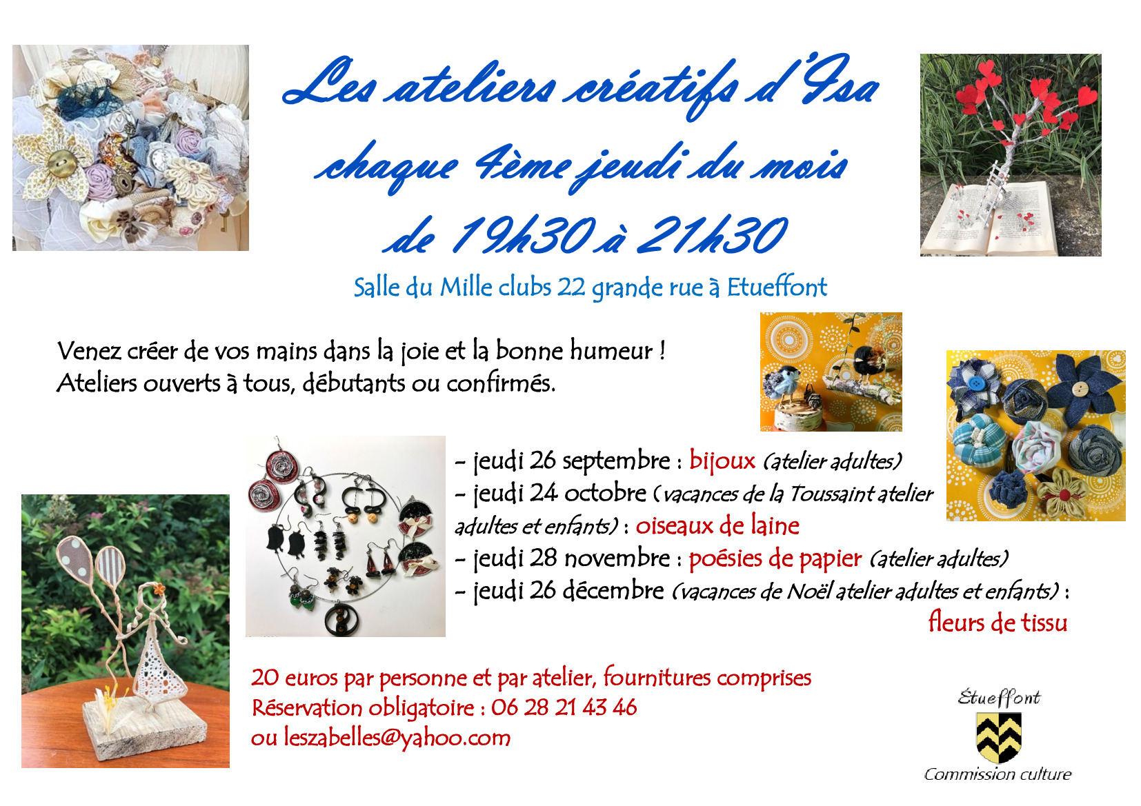 Atelier créatif d'Isa ce soir - Oiseaux de laine ou bijoux