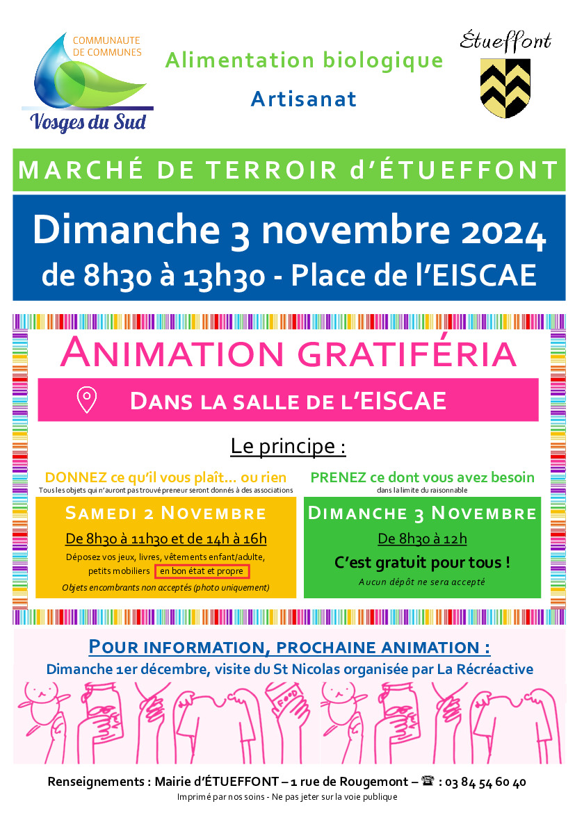 Marché biologique de terroir et d'artisanat - 3 novembre