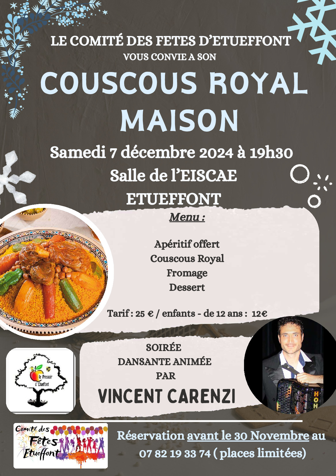 RAPPEL Repas dansant du Comité des fêtes - Samedi 7 décembre