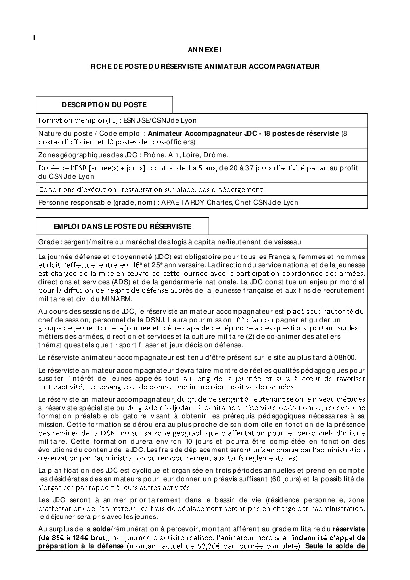 Recrutement de réservistes Journée Défense Citoyenneté