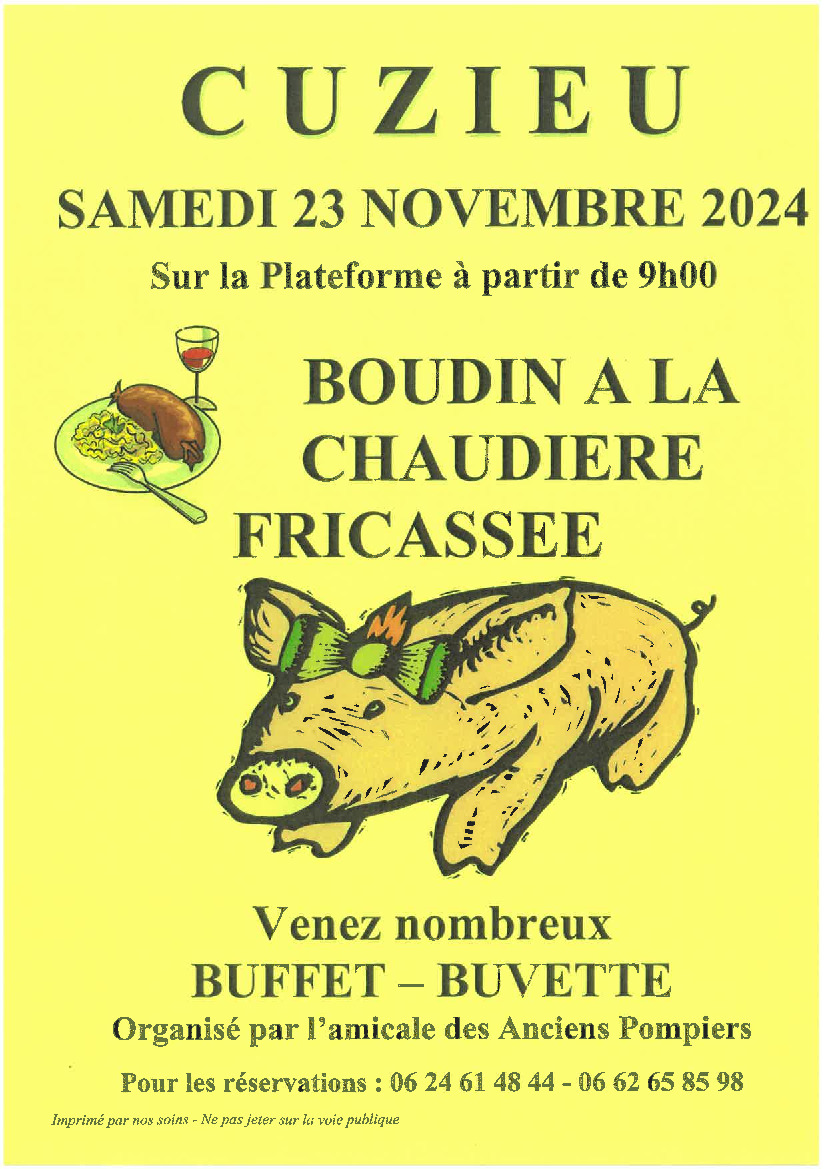 Vente de Boudin le 23 novembre prochain