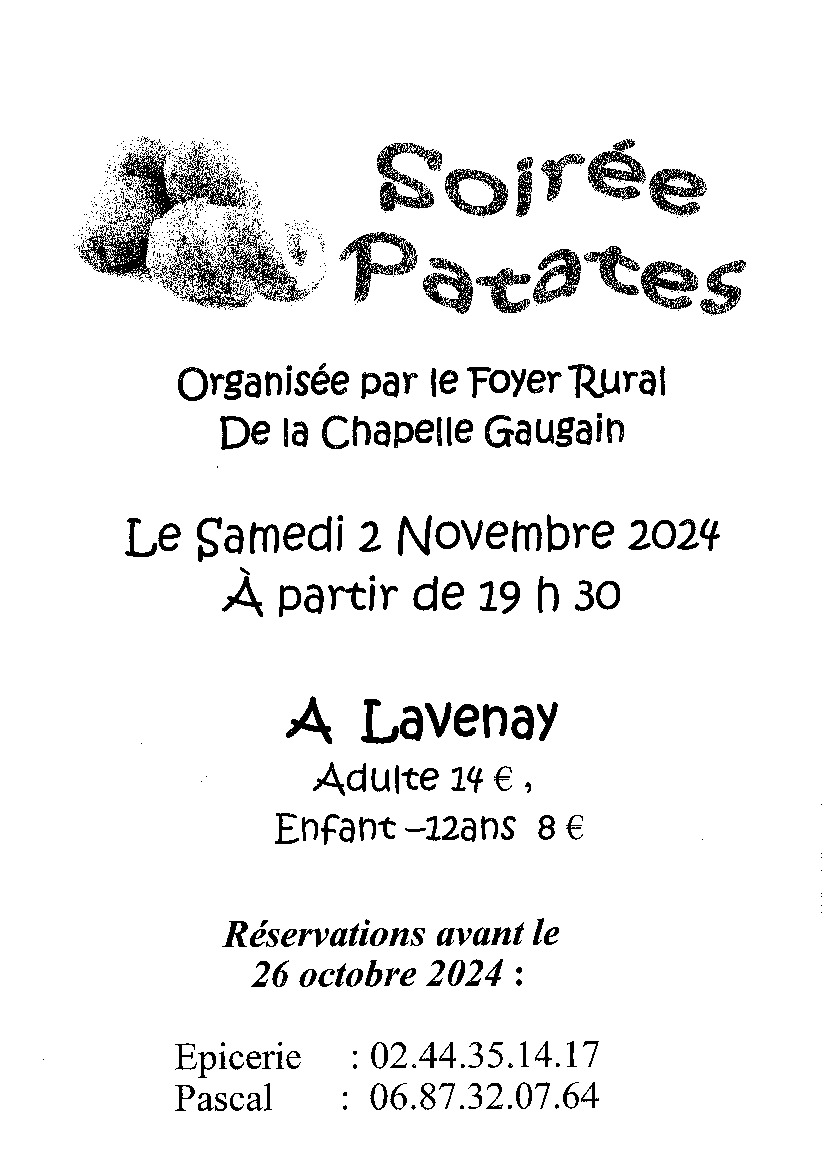 Lavenay Soirée patates 2 novembre 2024