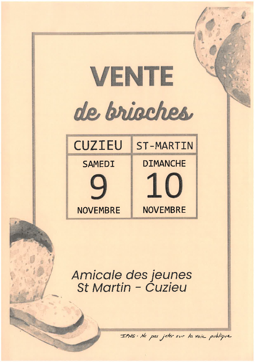 Vente de brioches de l'Amicale des Jeunes samedi