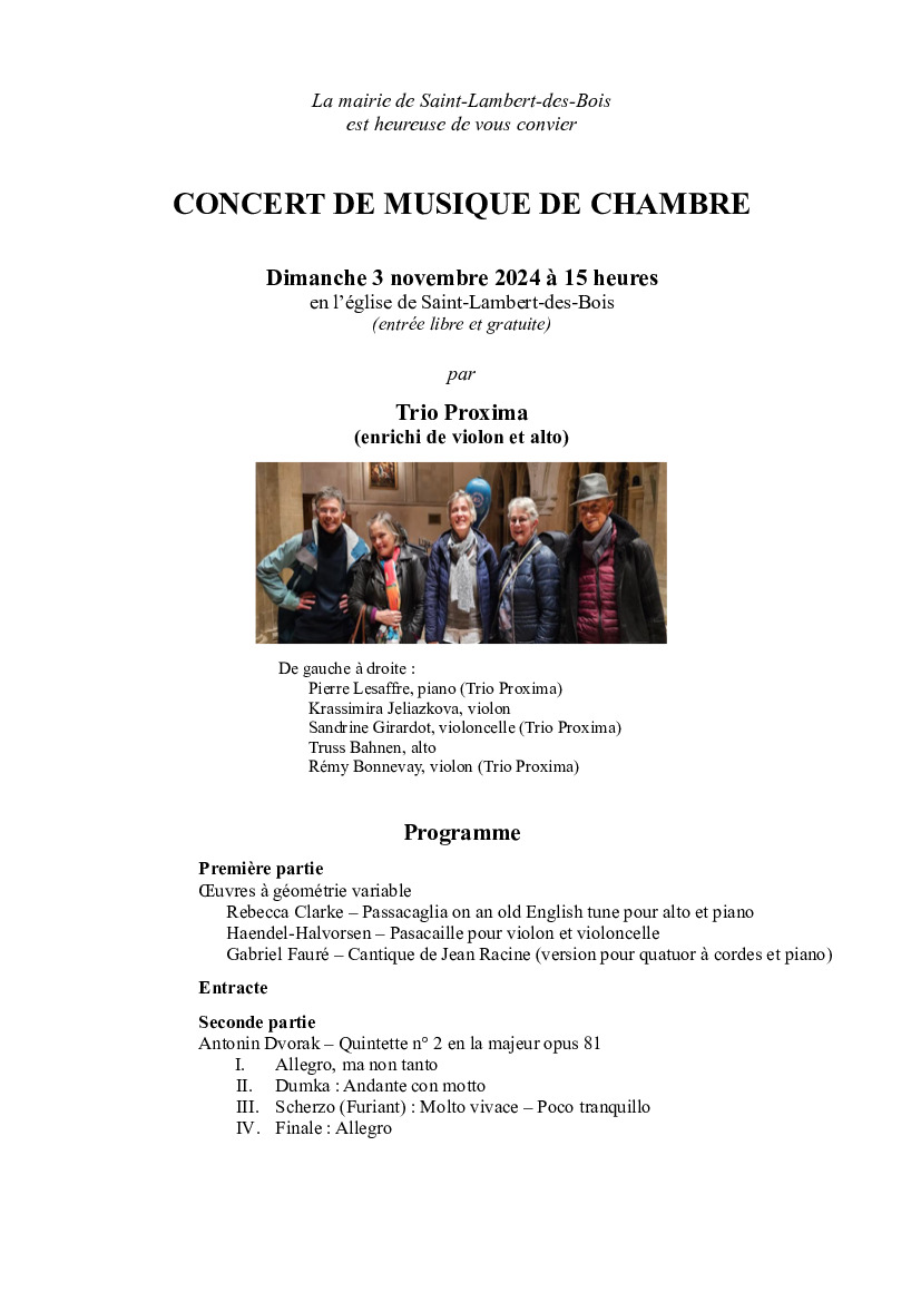 CONCERT dimanche 3 novembre