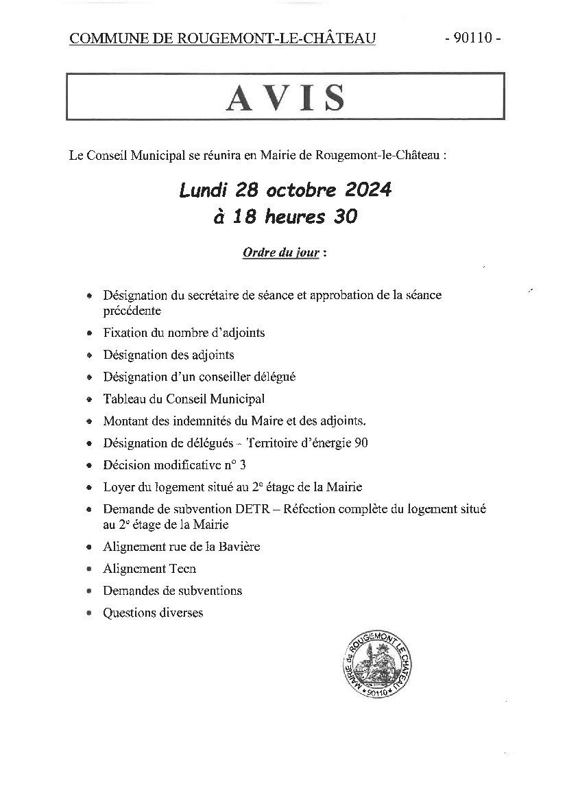 Réunion du conseil municipal