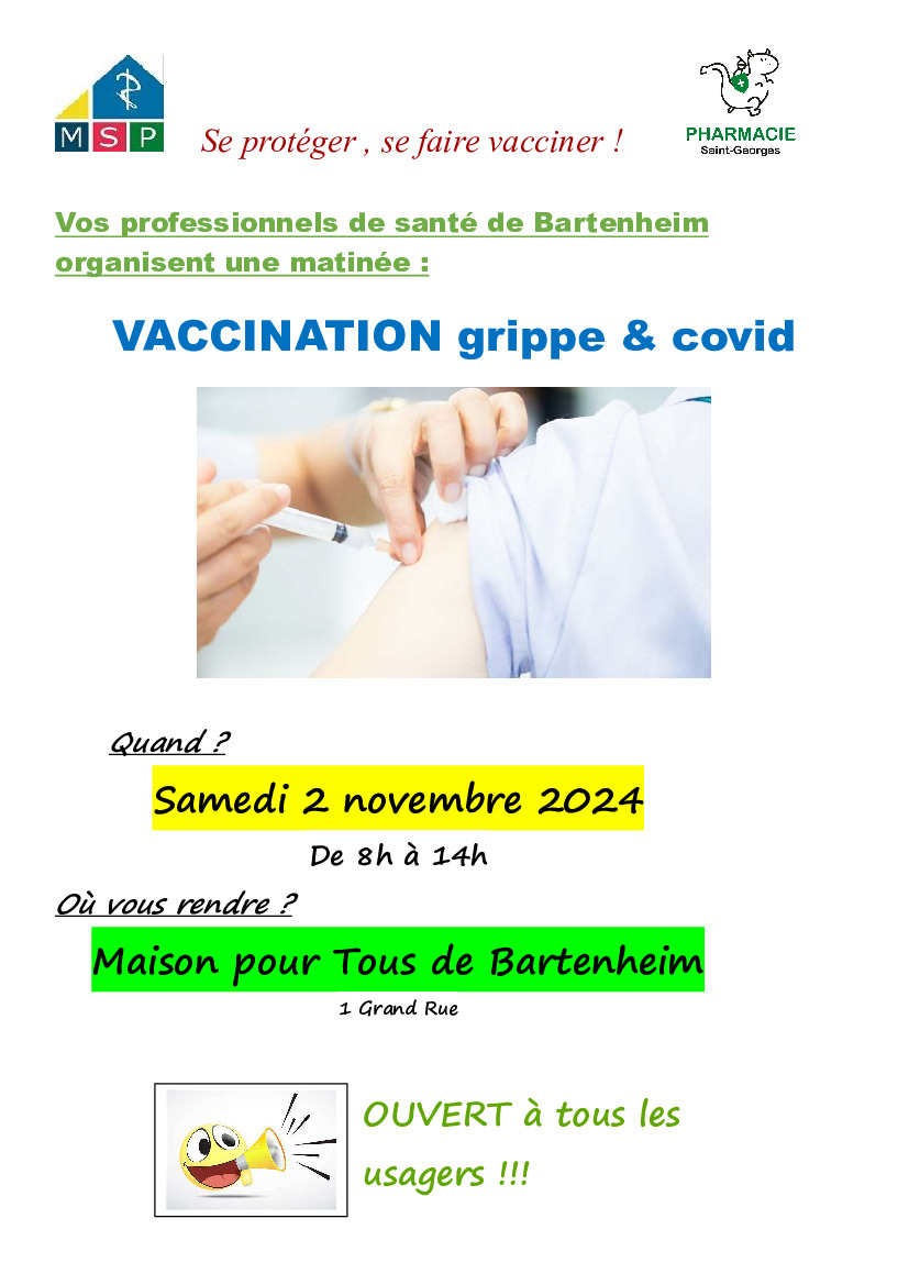 Matinée vaccination grippe et covid à la Maison pour Tous