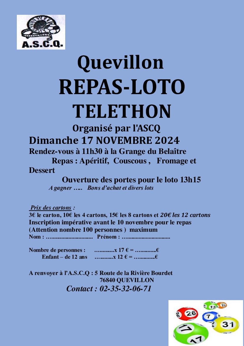 ASCQ - Loto au bénéfice du Téléthon