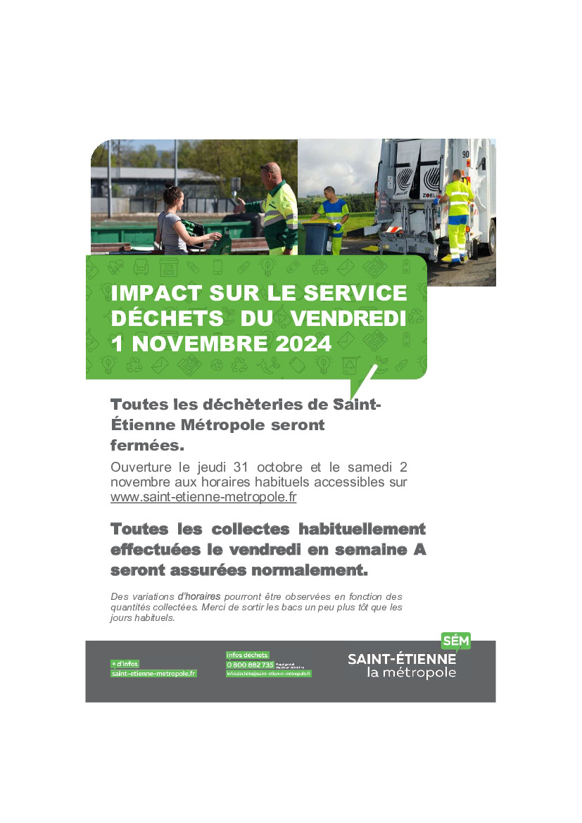 🚮 Le service des déchets les 1er et 11 novembre