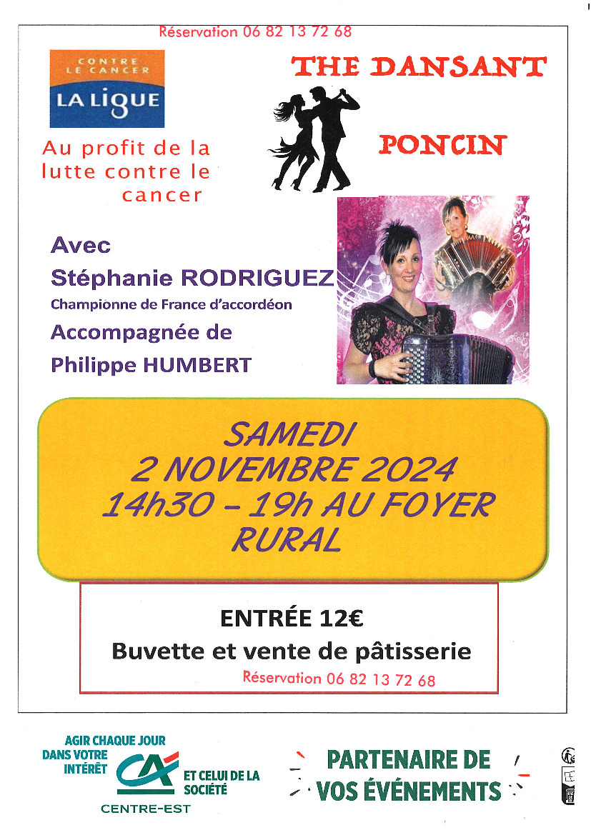 THE DANSANT A PONCIN LE SAMEDI 2 NOVEMBRE