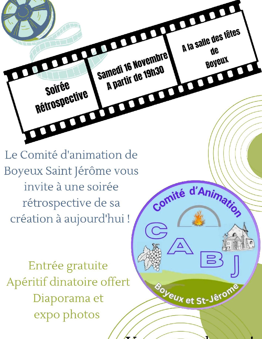 SOIREE RETROSPECTIVE A BOYEUX LE SAMEDI 16 NOVEMBRE