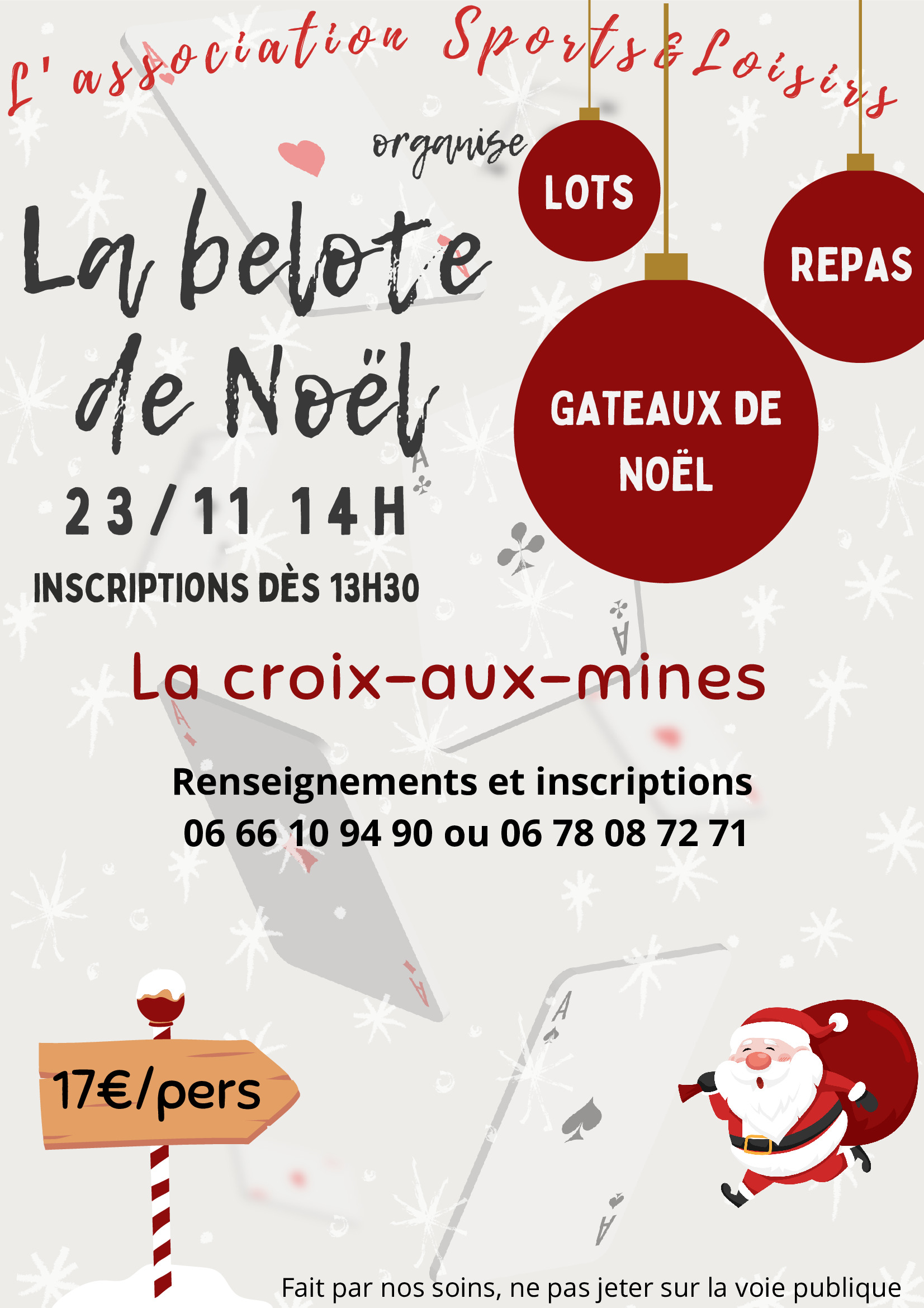 BELOTE DE NOEL SAMEDI 23 NOVEMBRE 2024