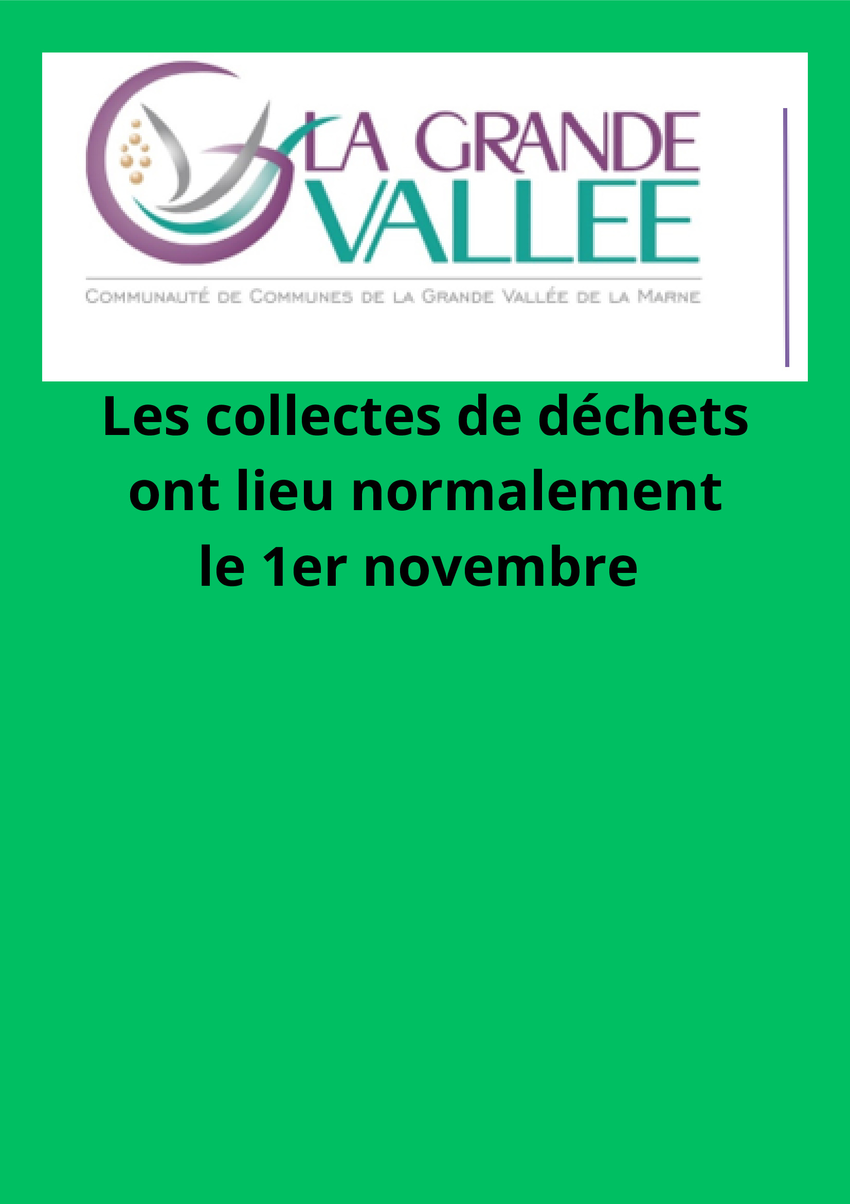 COLLECTE DES DÉCHETS 1ER NOVEMBRE