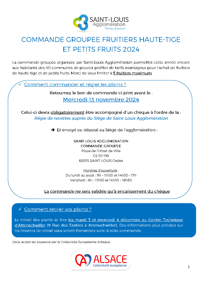 Commande d'arbres fruitiers - Saint Louis Agglomération