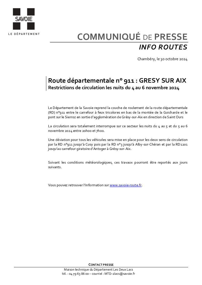 Fermeture Route des Bauges 04 et 05/11