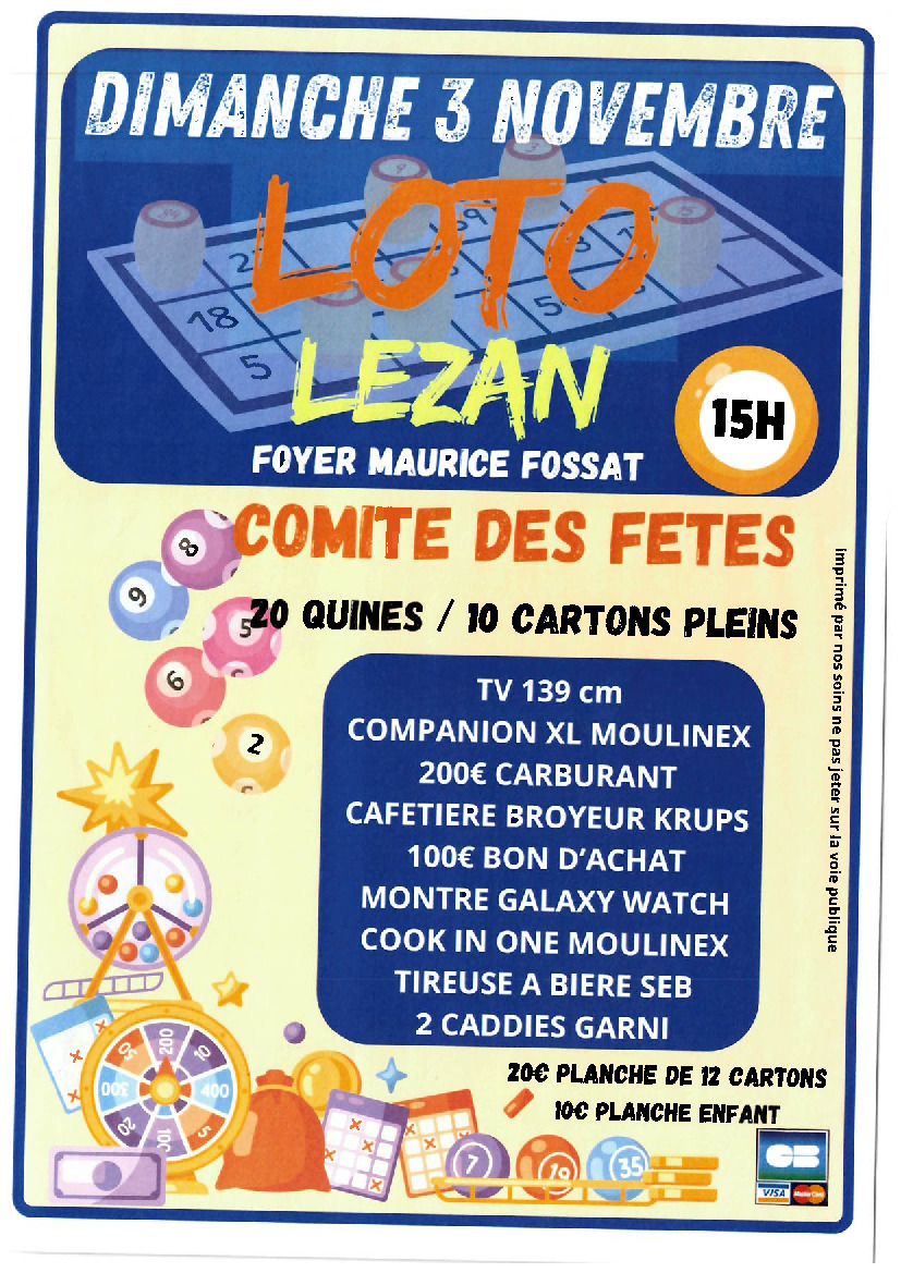 LOTO DU COMITE DES FETES LEZANNAIS