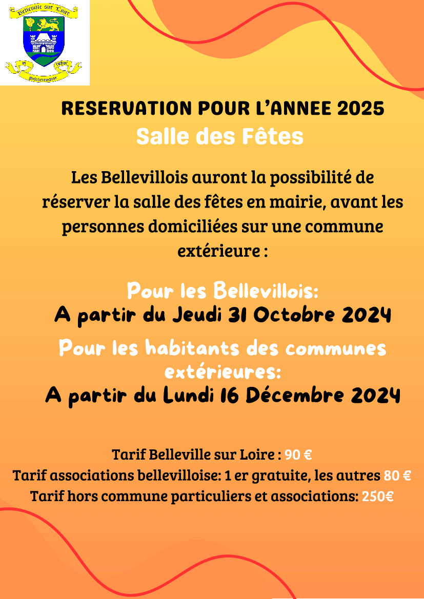 Réservation des salles pour 2025